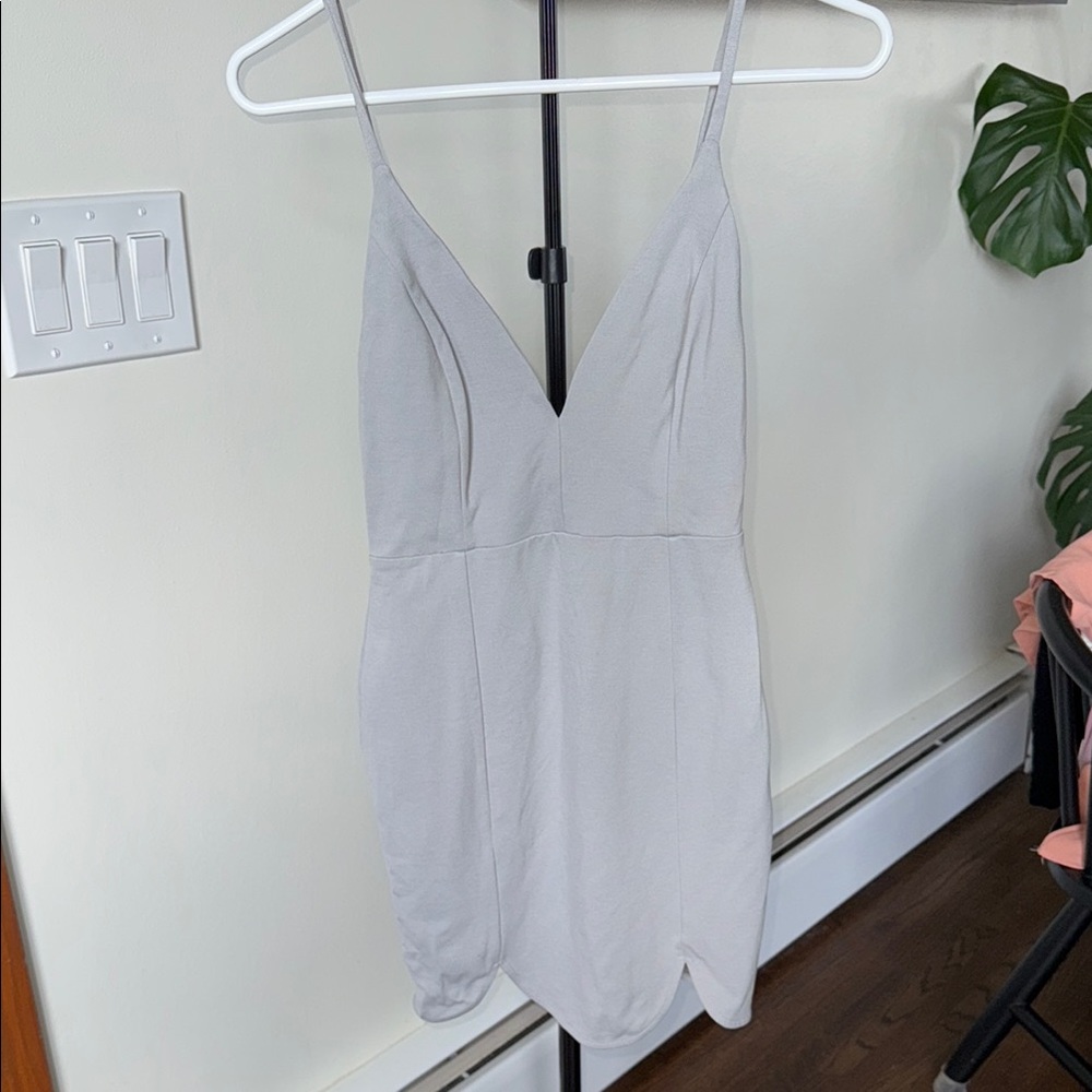 Elegant Gray Spaghetti Strap Dress